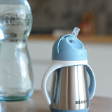 Beaba - STAINLESS STEEL STRAW CUP 250 ML -WINDY BLUE