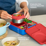 OmieBox V2 - Bento Box with Leak Proof Thermos Food Jar - 3 Compartments