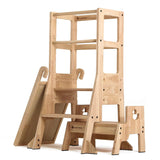 JALA Deluxe Solid Wood Adjustable Learning Tower - Duck Stool Handle