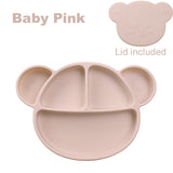 Grosmimi - Bear Silicone Suction Food Plate with Silicone Lid