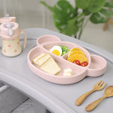 Grosmimi - Bear Silicone Suction Food Plate with Silicone Lid